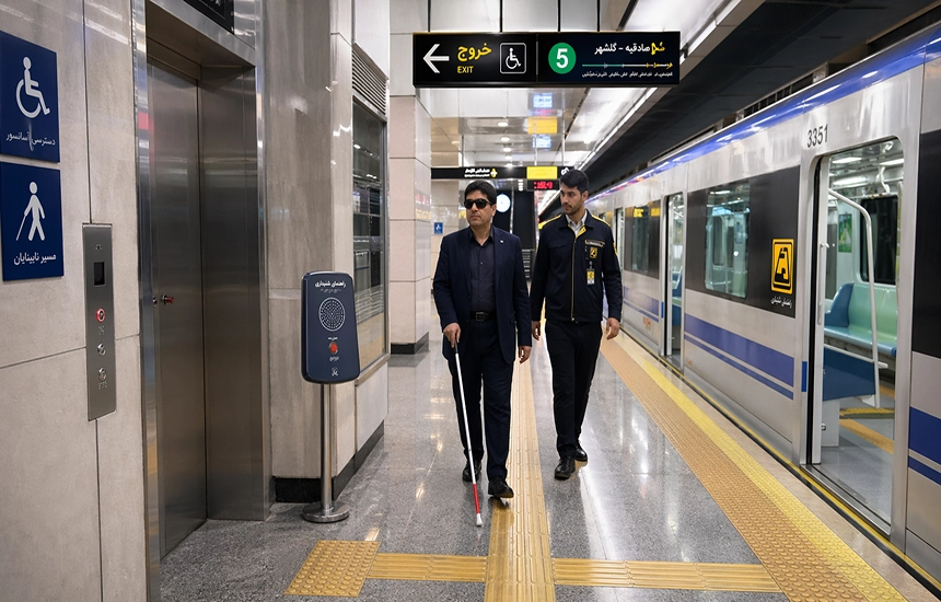 ایستگاه‌های مناسب نابینایان در مترو تهران